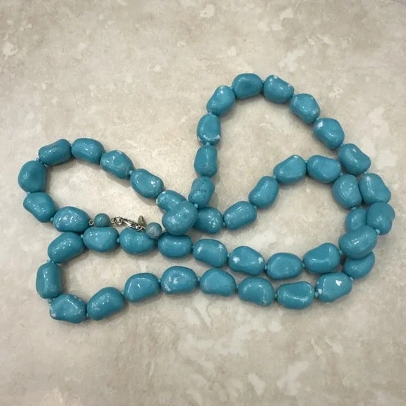 KJL Kenneth Jay Lane Aqua Blue Green Color Necklace Jewelry Signed 35" Czech - Picture 3 of 9